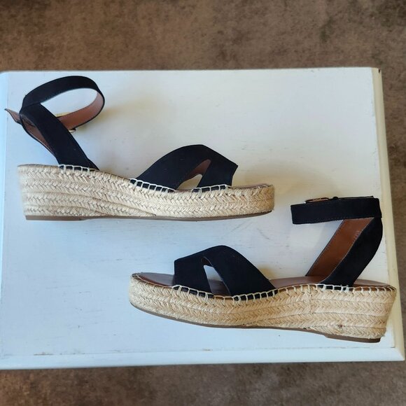 Franco Sarto Black Suede Espadrille Platform Sandals Size 8 - Picture 1 of 5